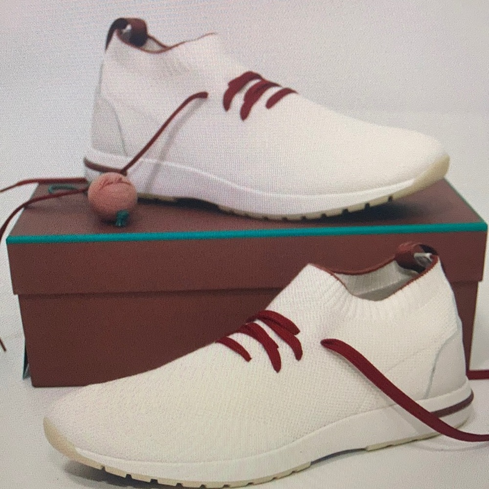 Loro Piana White And Brown Sneakers With Sporty Design